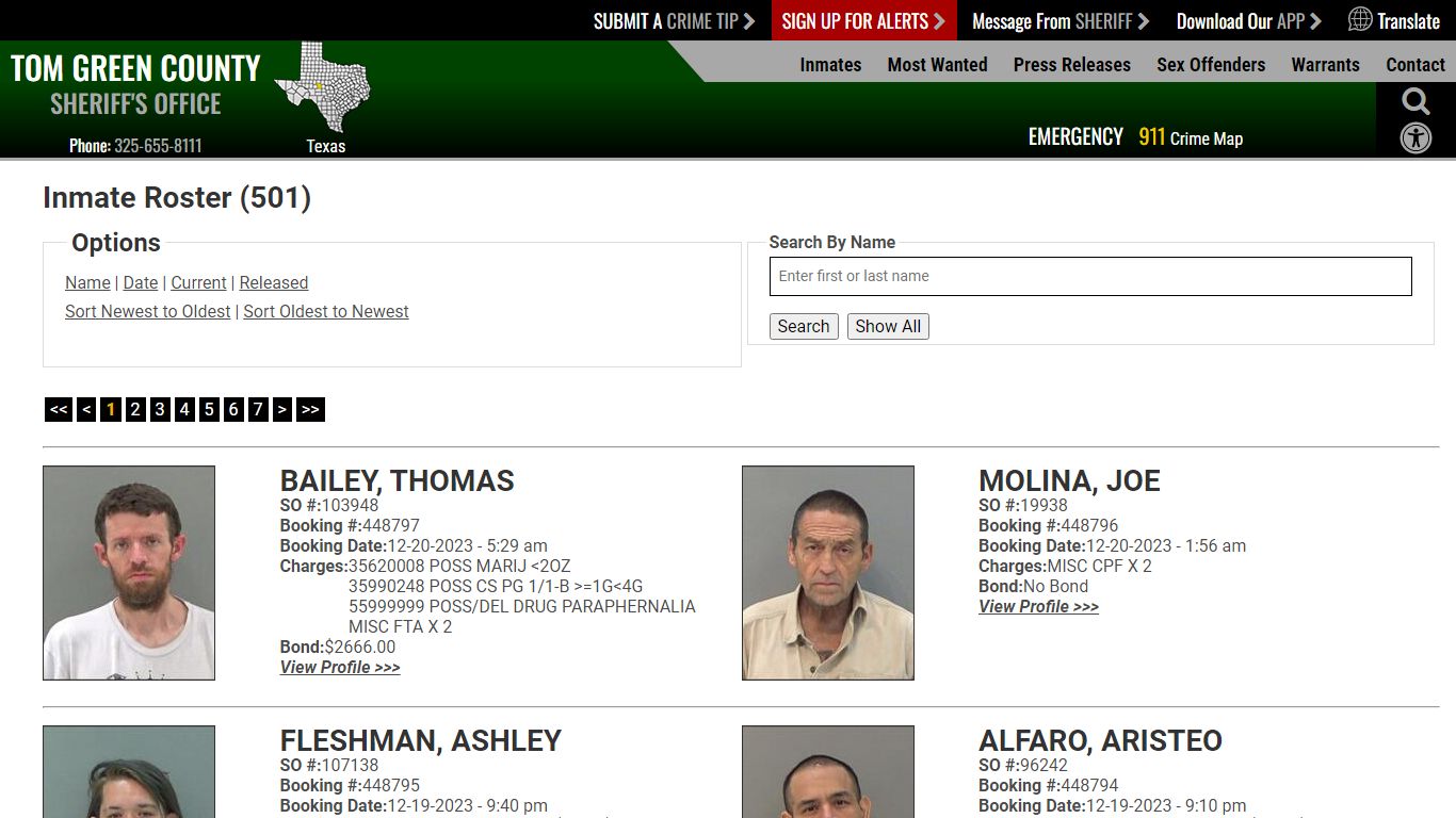 Inmate Roster (507) - Tom Green County TX Sheriff's Office