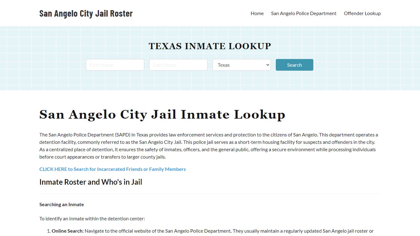 San Angelo Police Department & City Jail, TX Inmate Roster, Arrests ...